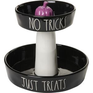Rae Dunn No Tricks Just Treats Halloween Display Stand NEW